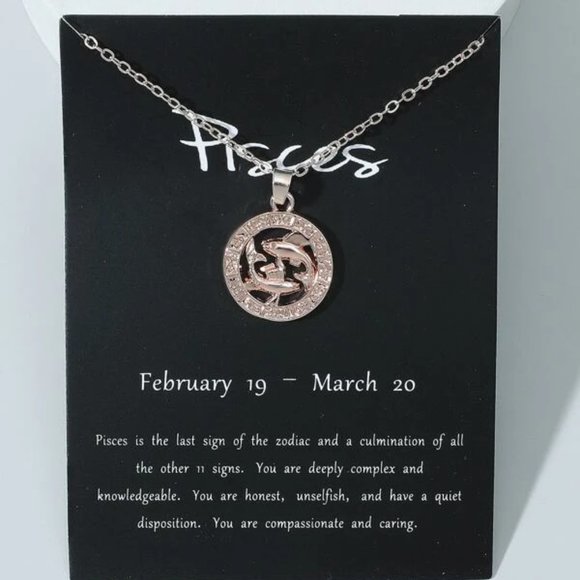 Pisces Zodiac Rose Gold Necklace - Picture 1 of 3